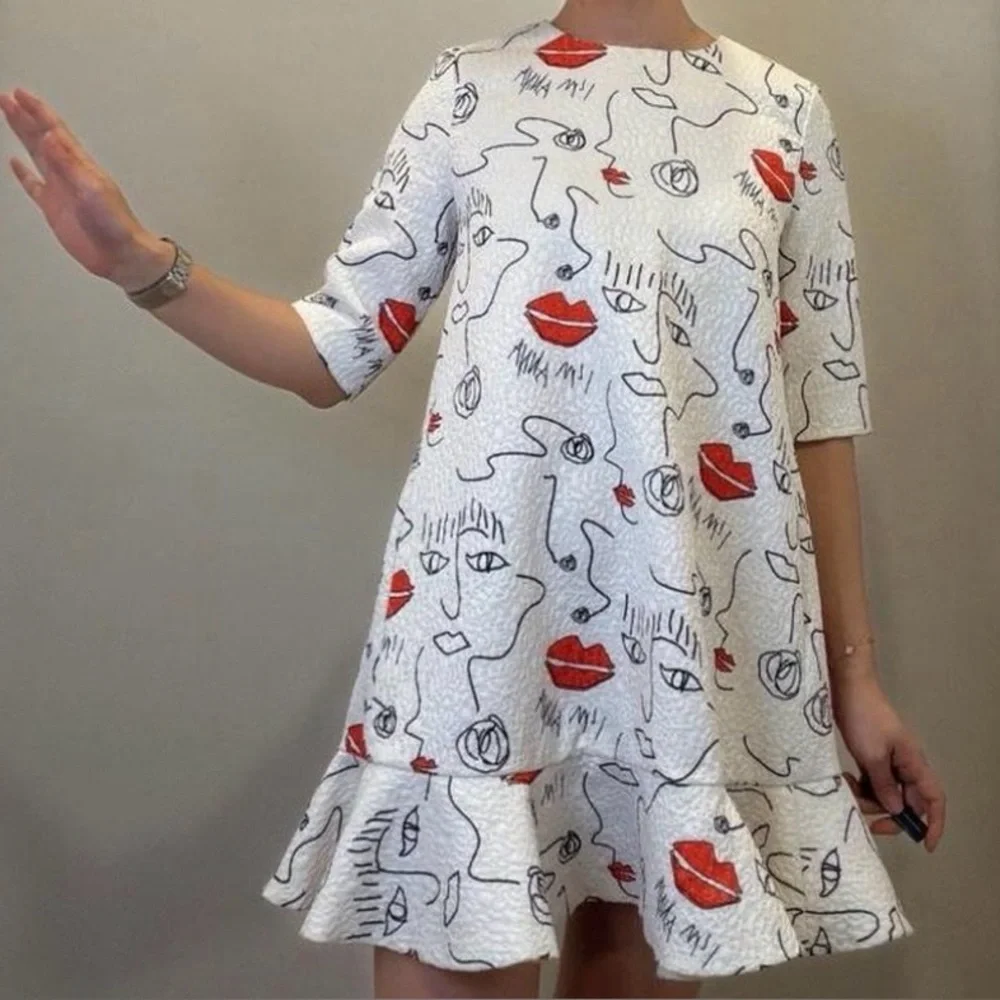 MANUA MANADO ABSTRACT DRESS WITH RUFFLE HEM - Picture 14 of 16
